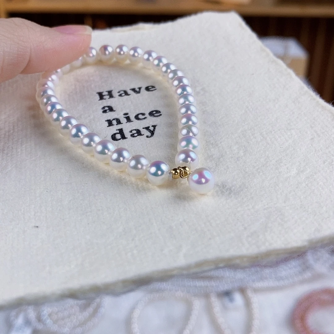 18K金镶嵌淡水珍珠手绳