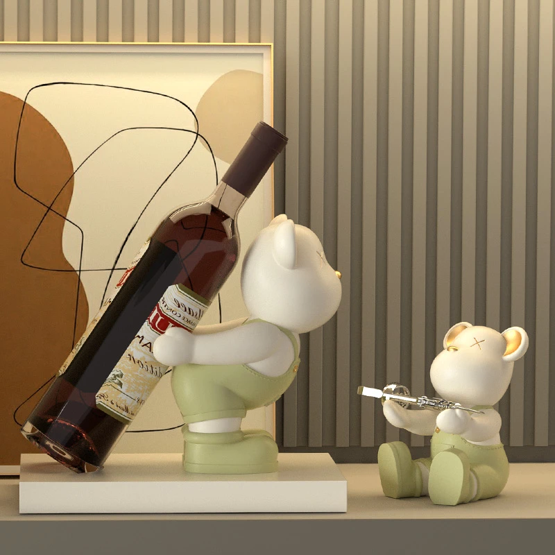 暴力熊摆件创意红酒架网红高档乔迁新居客厅酒柜装饰品电视酒架