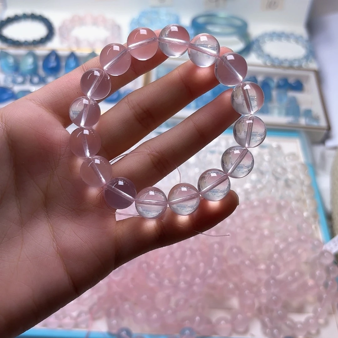 芙蓉石手链未镶嵌粉水晶13咪