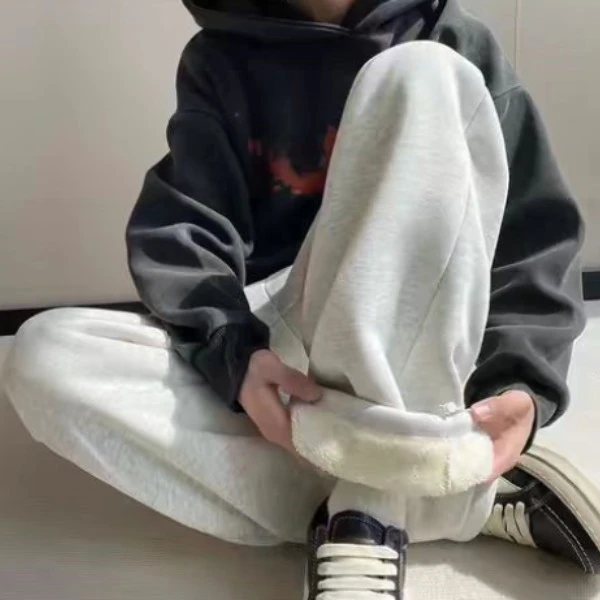 冬季加绒加厚保暖美式百搭两穿卫裤