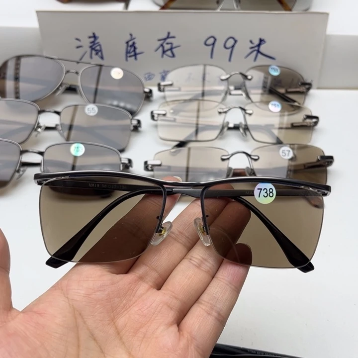 无框款欣****）纯钛半框茶水晶，738