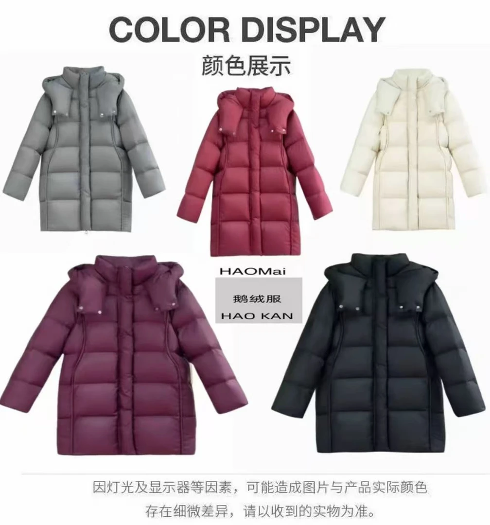 2025新款冬季爆款羽绒服女连帽云泡关外套加厚中长款过膝面包服