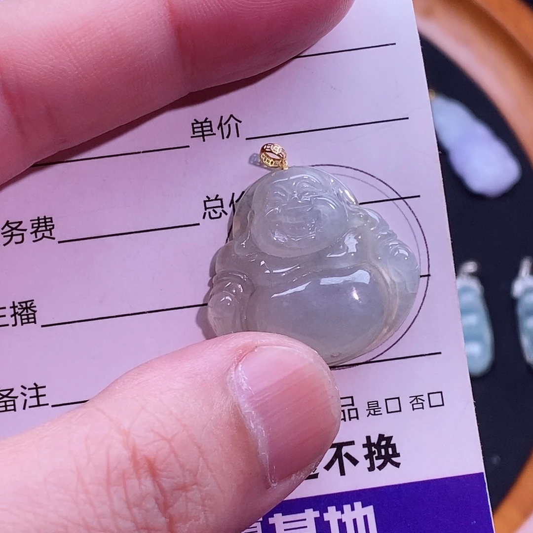 翡翠18K金镶嵌颈饰天然