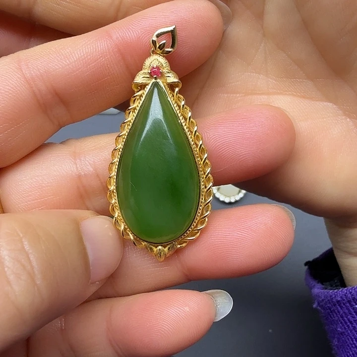 和田玉（碧玉）银S925镶嵌颈饰