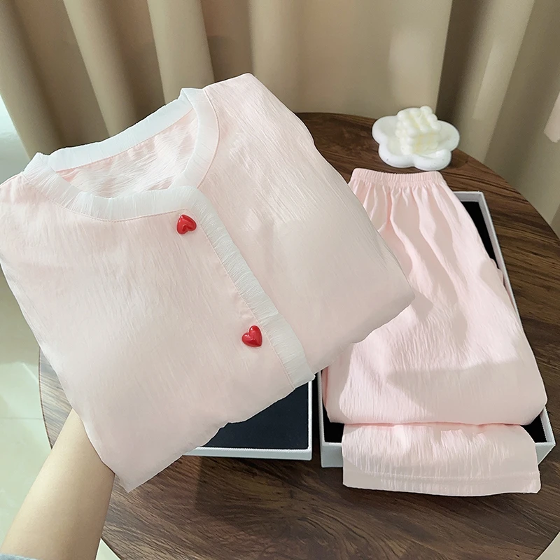 带胸垫睡衣女长袖春秋夏季网红爆款套装2025新款女款公主风家居服