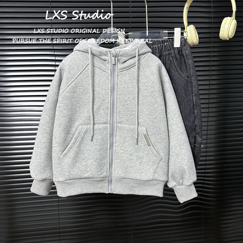 舅舅严选童装秋冬季加绒男童韩版百搭外套爆款潮流连帽外套L852