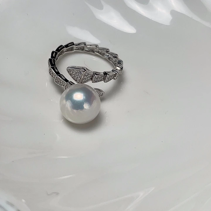 淡水珍珠戒指银S925镶嵌罖***?