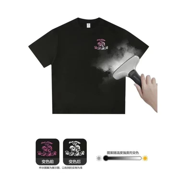 【温感变色玫瑰花】百搭圆领时尚百搭潮流半袖T恤休闲宽松2208