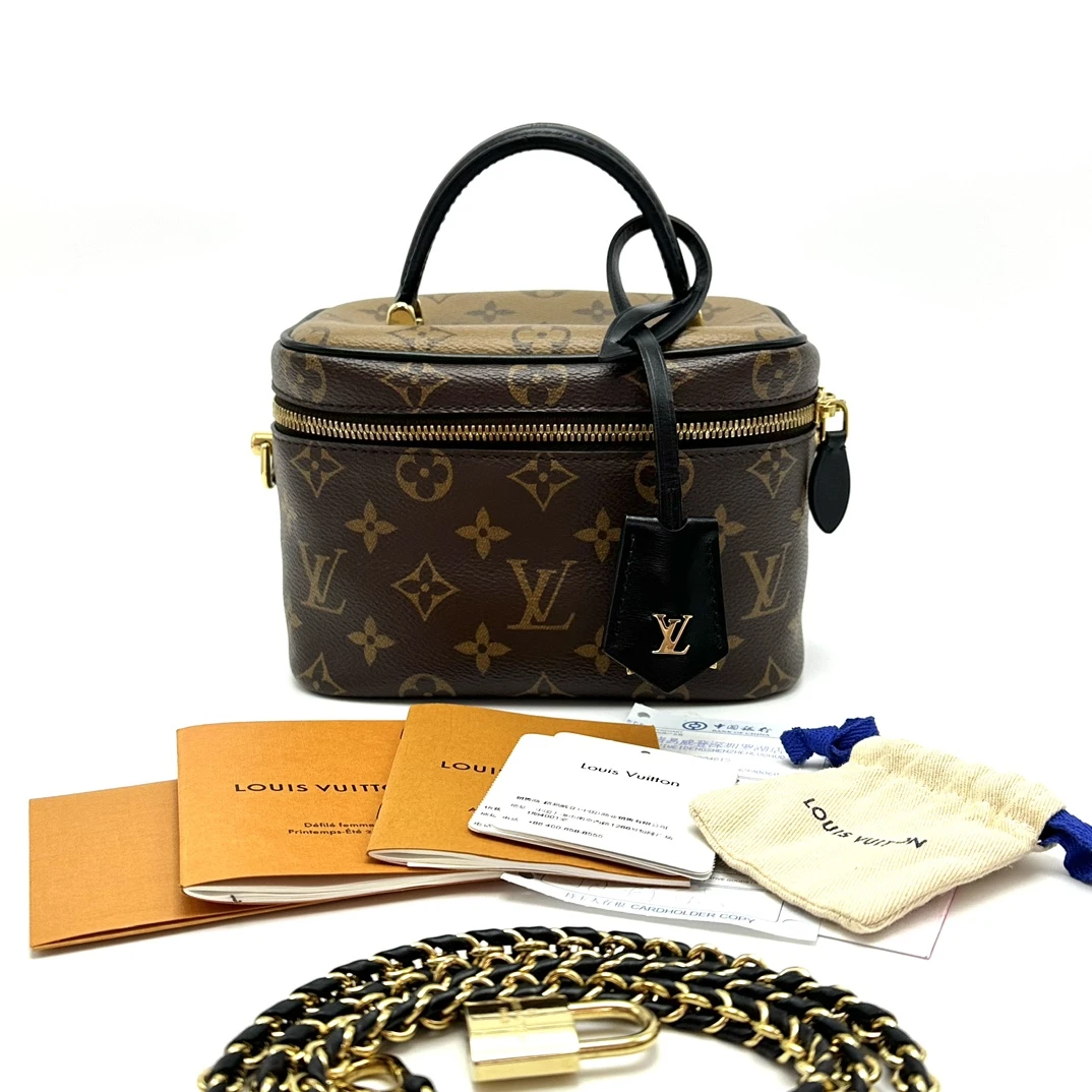 95新 LouisVuitton/路易威登 vanity拼色老花化妆斜挎包 22547