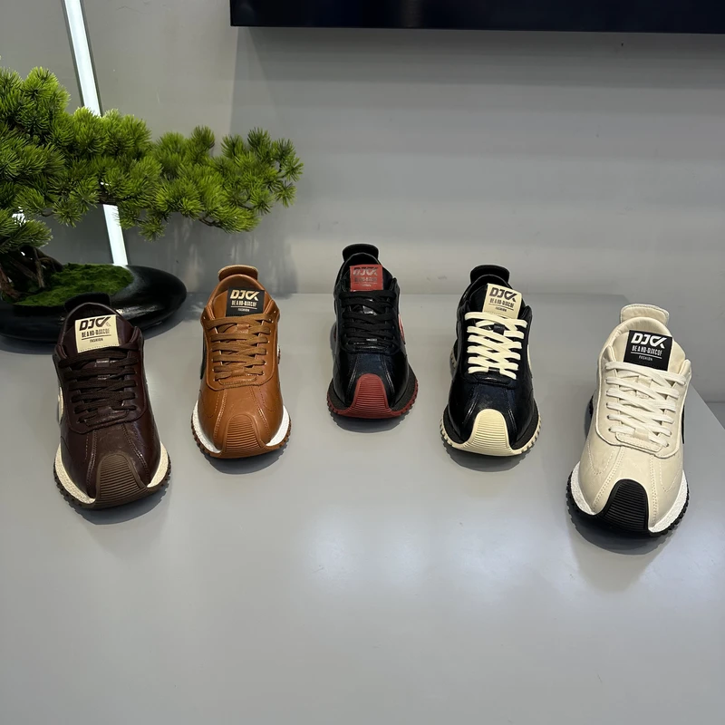 秋季新款男士休闲鞋时尚百搭低帮软底皮面运动鞋