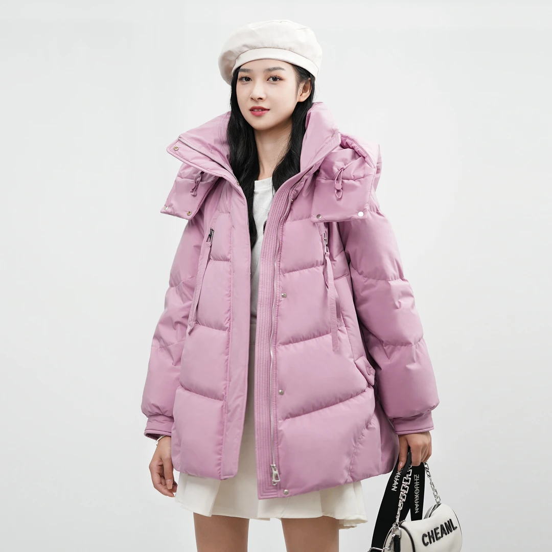 【面包服】时尚中长款羽绒服休闲潮流加厚防风连帽保暖2808