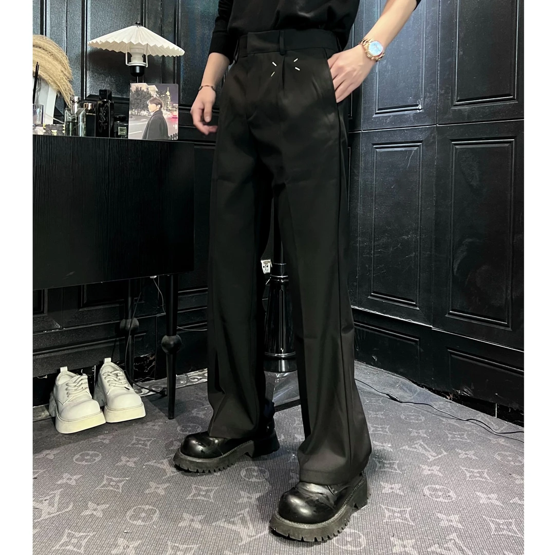 L-YIHANG【25马吉】自制cleanfit百搭斜纹针微喇休闲直筒西裤H2409