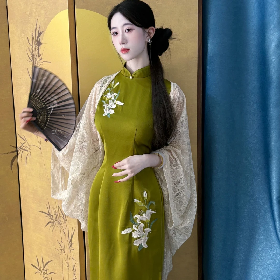 LHMknk1画报夫人原创自制新中式国风江南风改良旗袍裙 兰惠玲珑