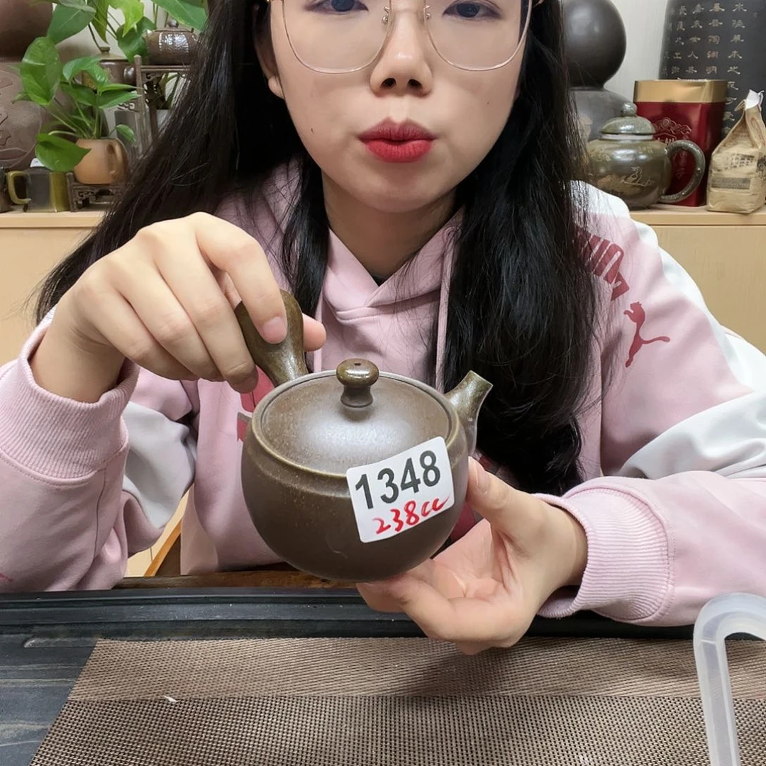 壶1348老韩坭兴陶 柴烧侧把元宝