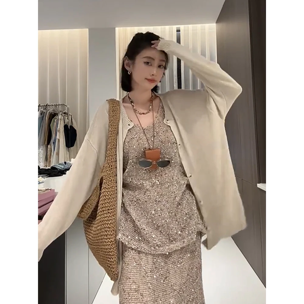 韩版气质防晒针织开衫女夏季慵懒风宽松冰丝针织披肩罩衫外套上衣