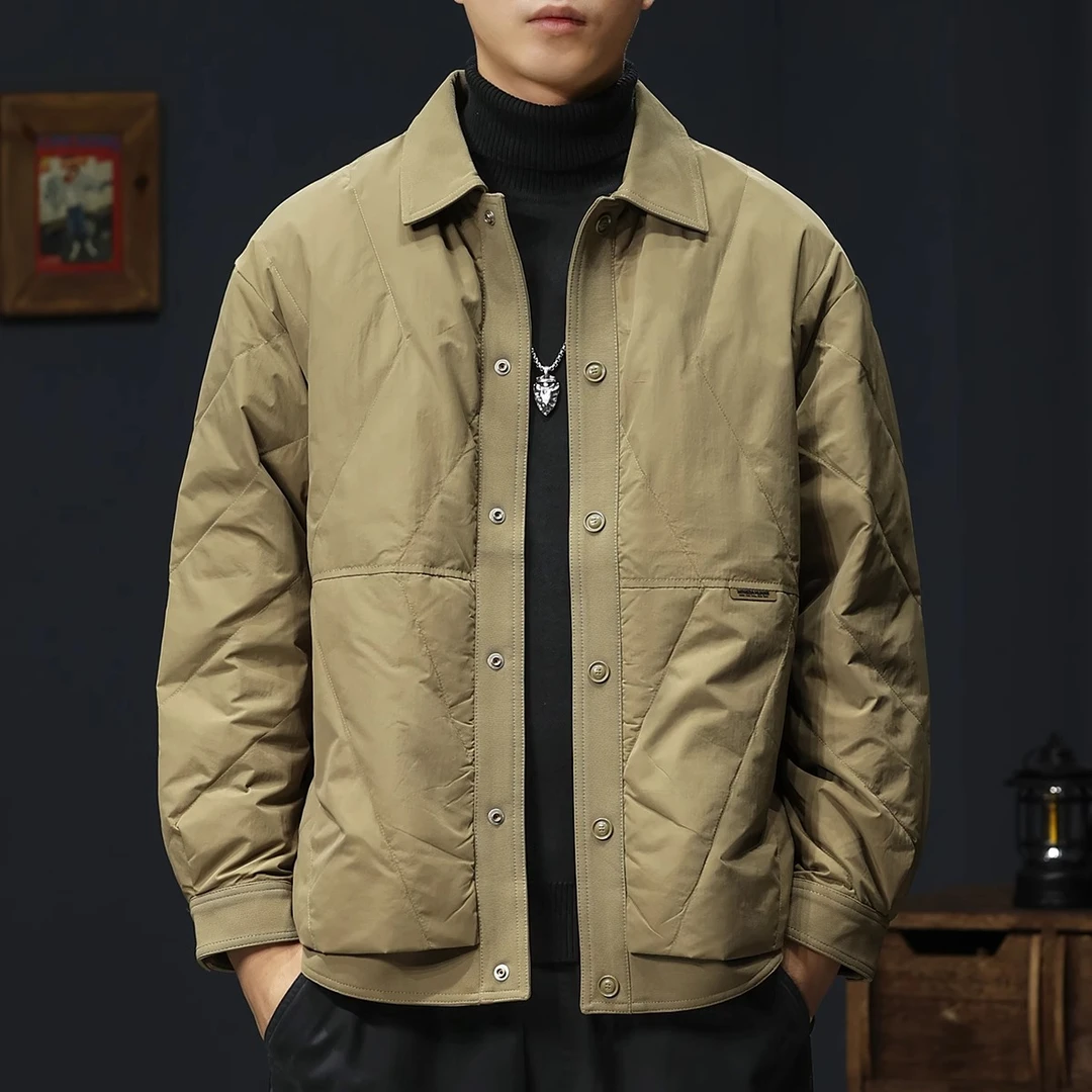 U&PURA轻薄款衬衫领羽绒服男2024冬季新款宽松大码外套保暖休闲