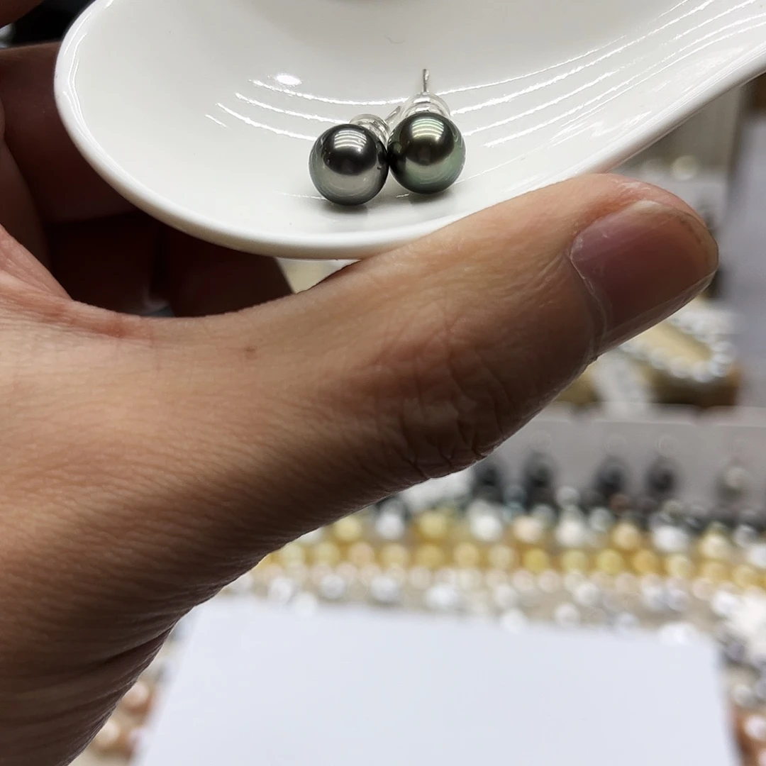 海水珍珠耳饰银S925镶嵌