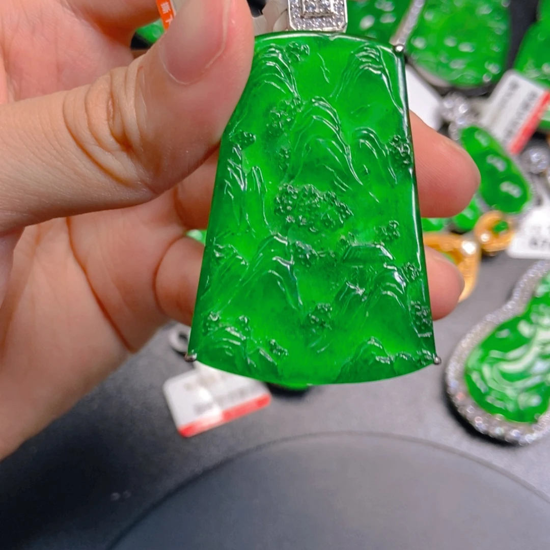 翡翠银S925镶嵌吊坠(不含链)