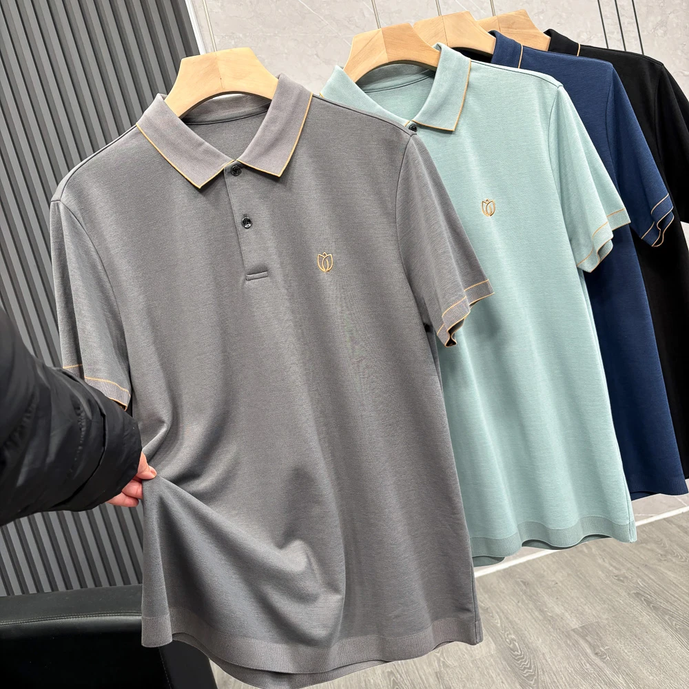 冰爽体感 针织工艺 品牌柜货高端男士商务通勤冰丝短袖POLO衫夏