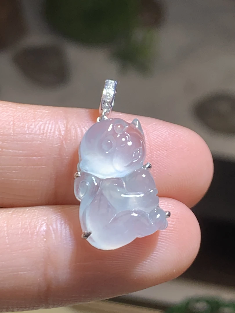 缅甸翡翠A货 18K金镶 生肖猴 17-12-5.2