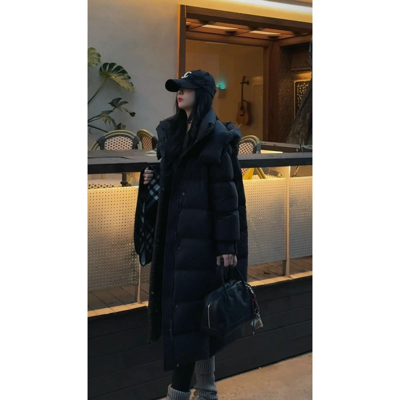 【娜姐】女士长款【鹅绒服】冬季新款加厚外套保暖宽松连帽羽绒服