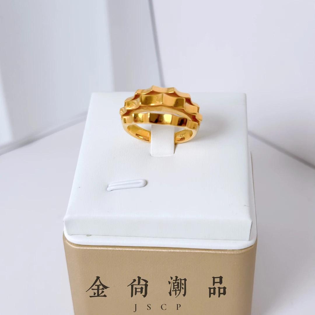 足金999黄金5D无氰个性百搭戒指