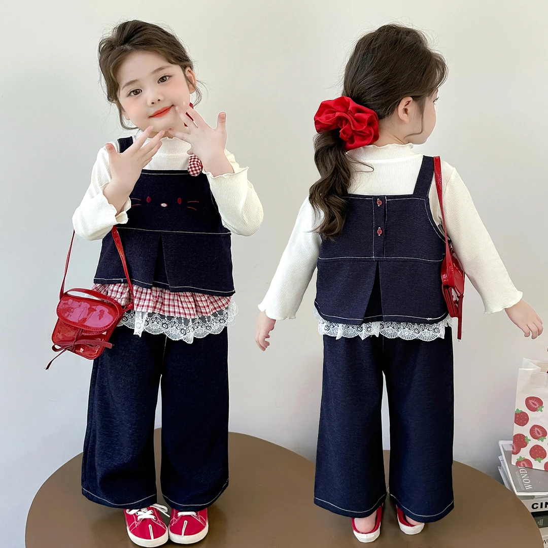 女童甜美卡通牛仔三件套2025秋季新款小女孩洋气儿童休闲套装潮