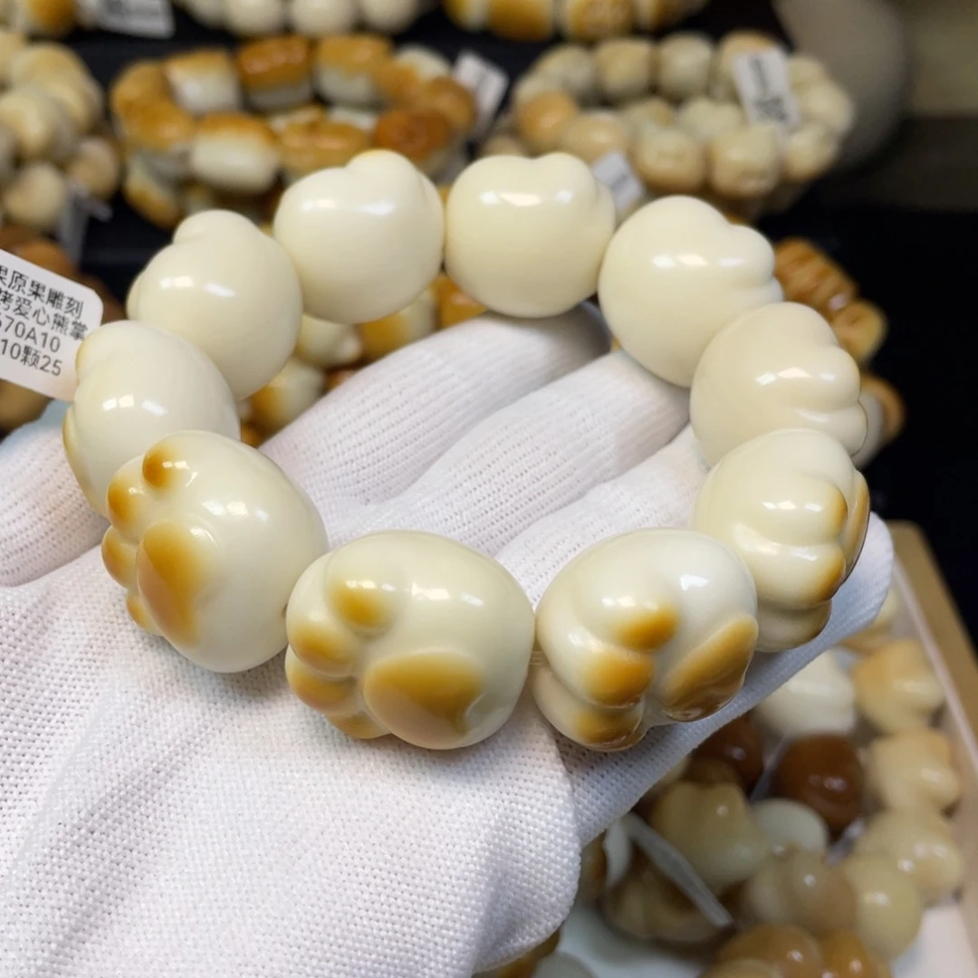 菩提根/象牙果手串114碳烧熊掌