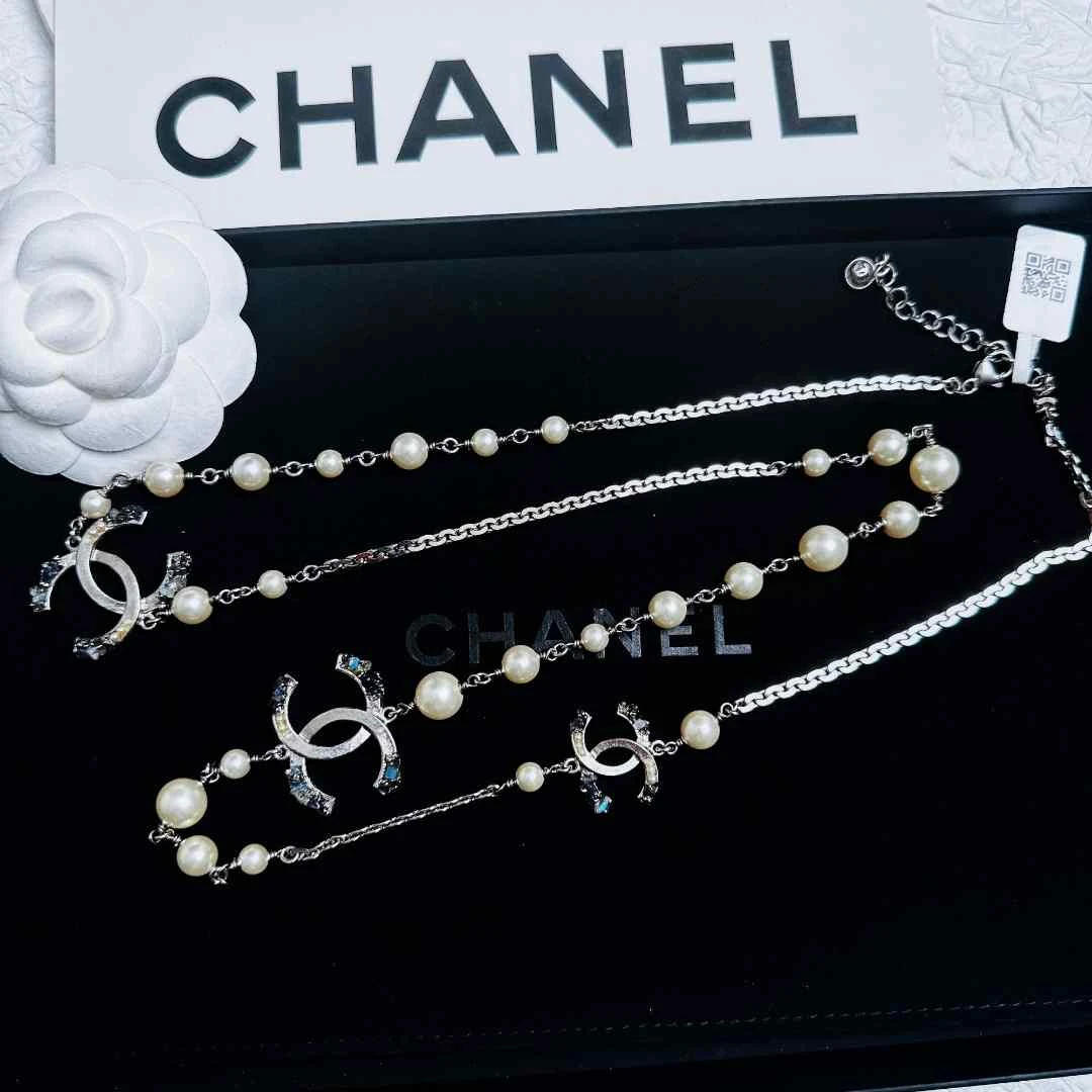 95新 Chanel/香奈儿 柚礼中古/香奈儿碎石双C珍珠项链LZ405948