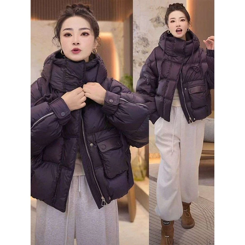 【万达断码】泡芙羽绒棉服女士短款冬季2025新款宽松连帽加厚小个