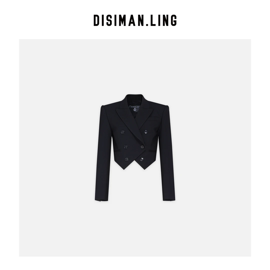 迪丝嫚苓黑色梭织西服显瘦女士修身时尚休闲百搭原创设计优雅小众