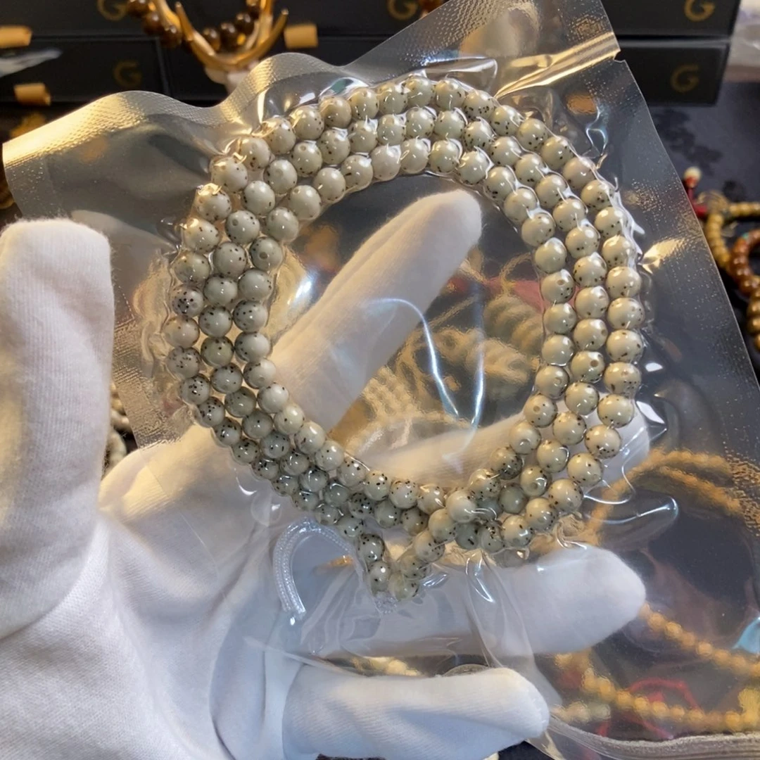 星月菩提吊坠骨瓷白正月大留白108龙蛋6圆