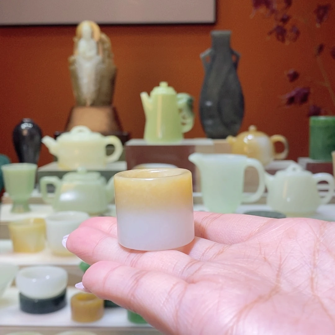 未镶嵌和田玉把件和田玉金山糖白扶光扳指19.4mm