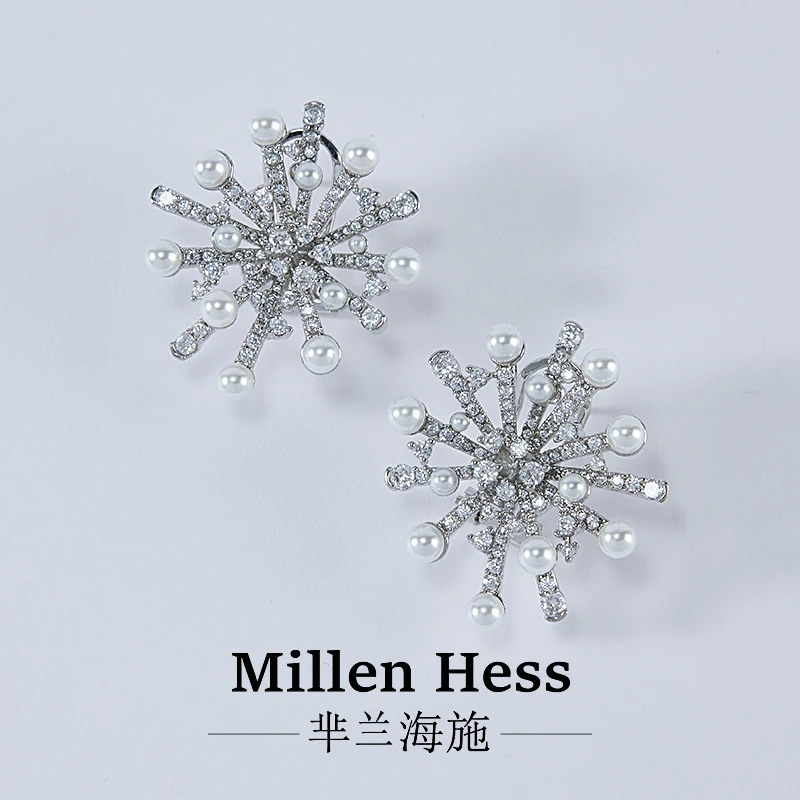 铜合金仿珍珠耳饰 冰花-设计师款首饰饰品耳饰耳环优雅百搭小众