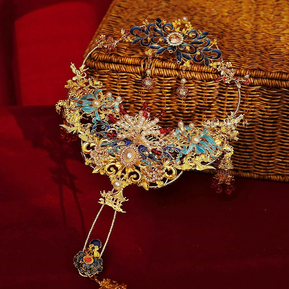 凤吟婷凤凰团扇新娘结婚出嫁秀禾古风婚扇重工喜扇中式婚礼手捧花