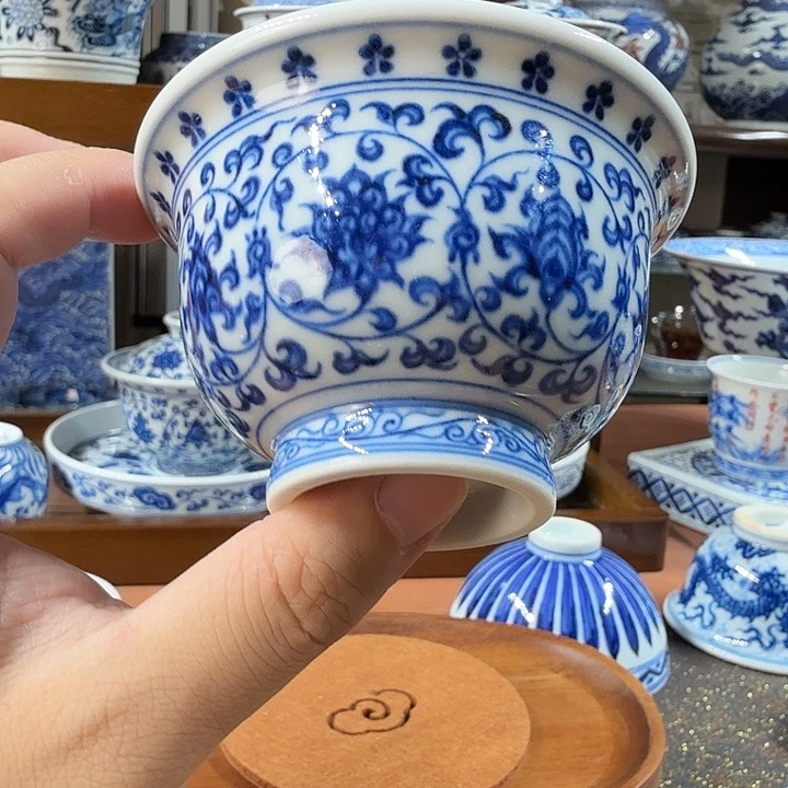 摆件宇泽堂缠枝莲精品压手杯