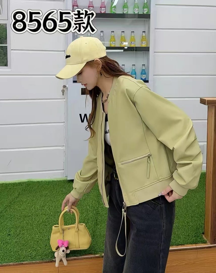 女秋季韩版短款百搭时尚休闲气质PU皮短外套