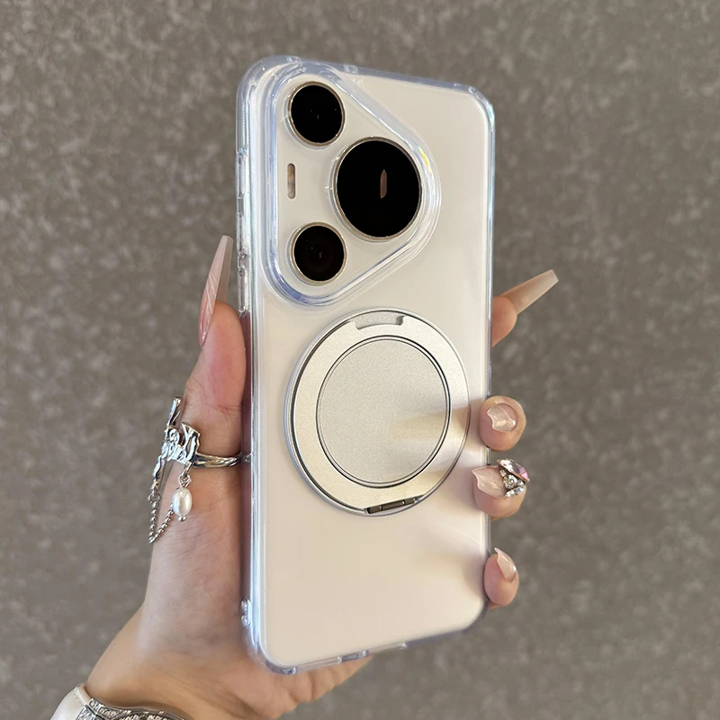 适用于华为Pura80旋转支架手机壳P80Pro彩色磁吸P80ultra大孔P70