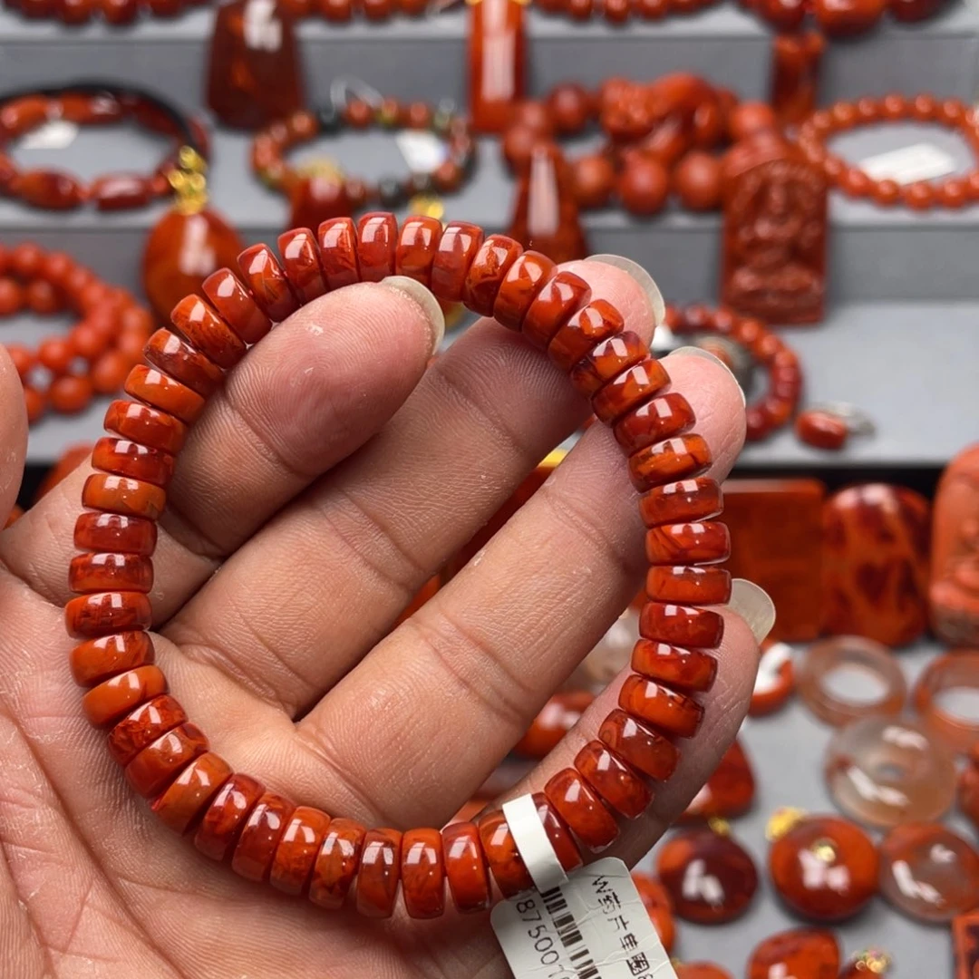 南红玛瑙未镶嵌珠宝奇石单圈8➕