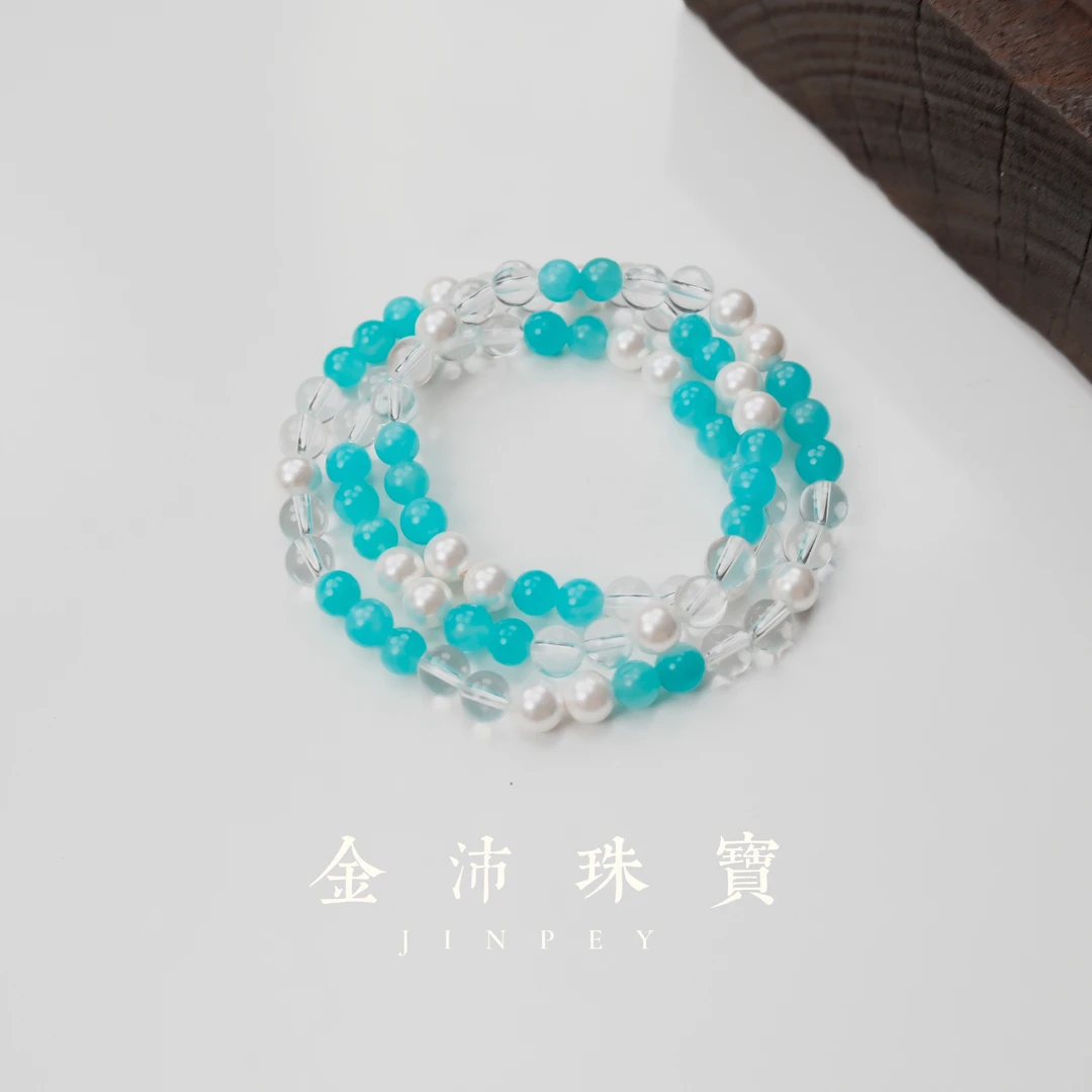 「天河繁星」天河石白水晶多圈手串W1078