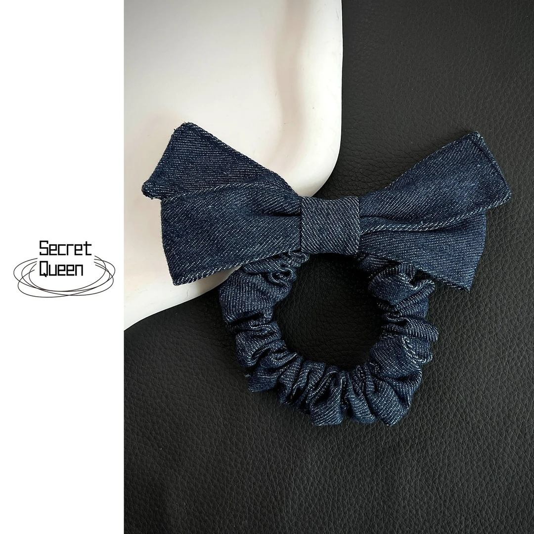 小众设计牛仔褶皱发圈单只