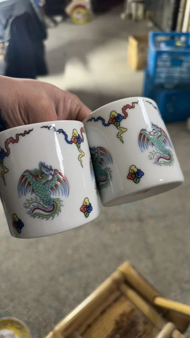 景德镇高温陶瓷直筒凤主人杯 2 只