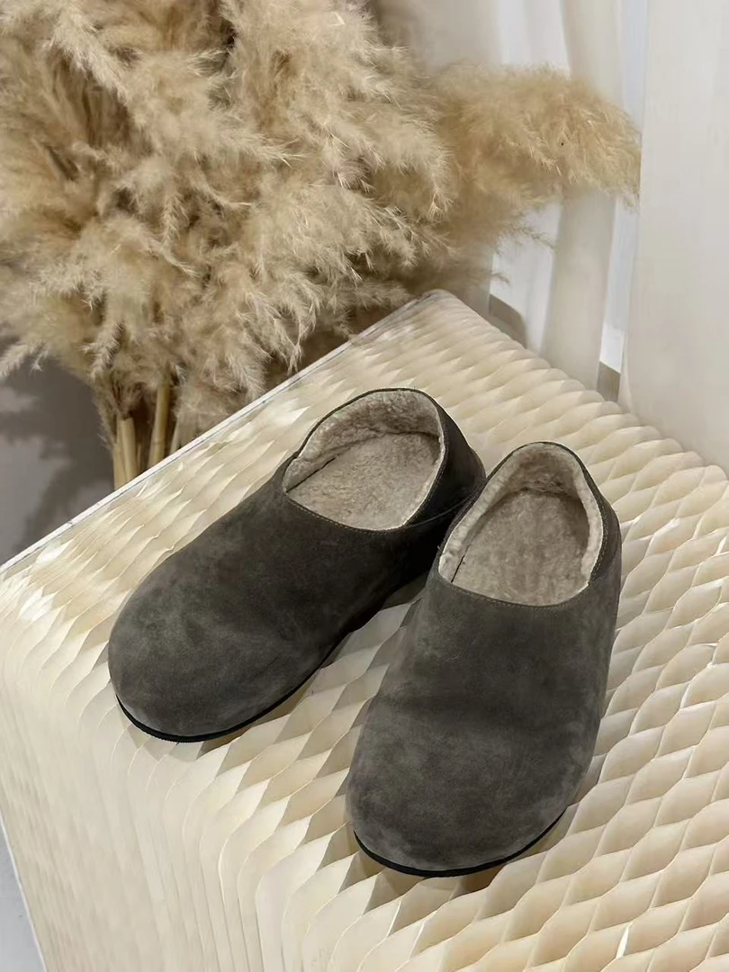 地主家傻儿子 小土豆2024秋冬新品 牛皮内里羊羔毛慵懒感勃肯鞋