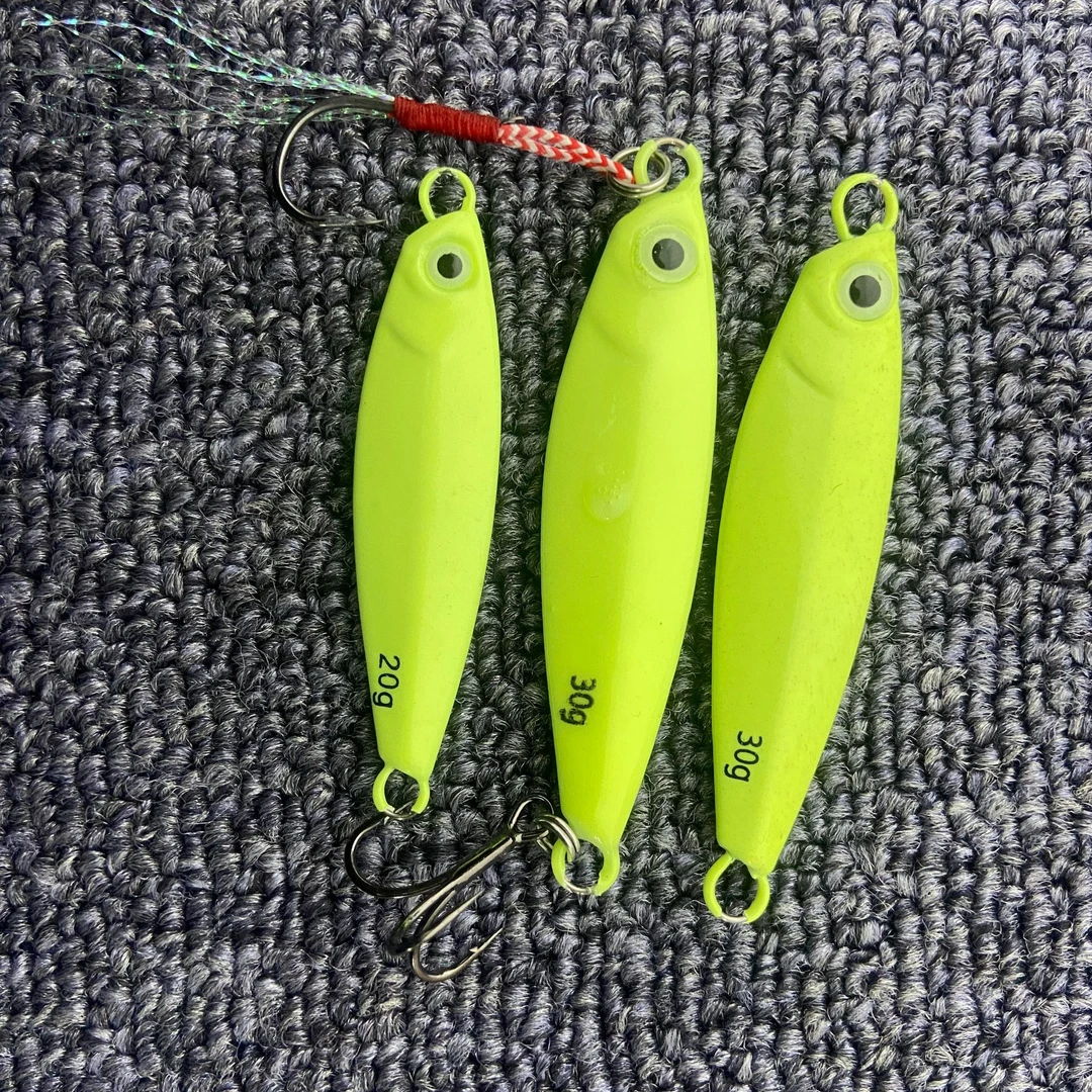 10只装夜光飘落铁板路亚饵远投刀鱼鲅鱼夜钓双钩铁板路亚饵