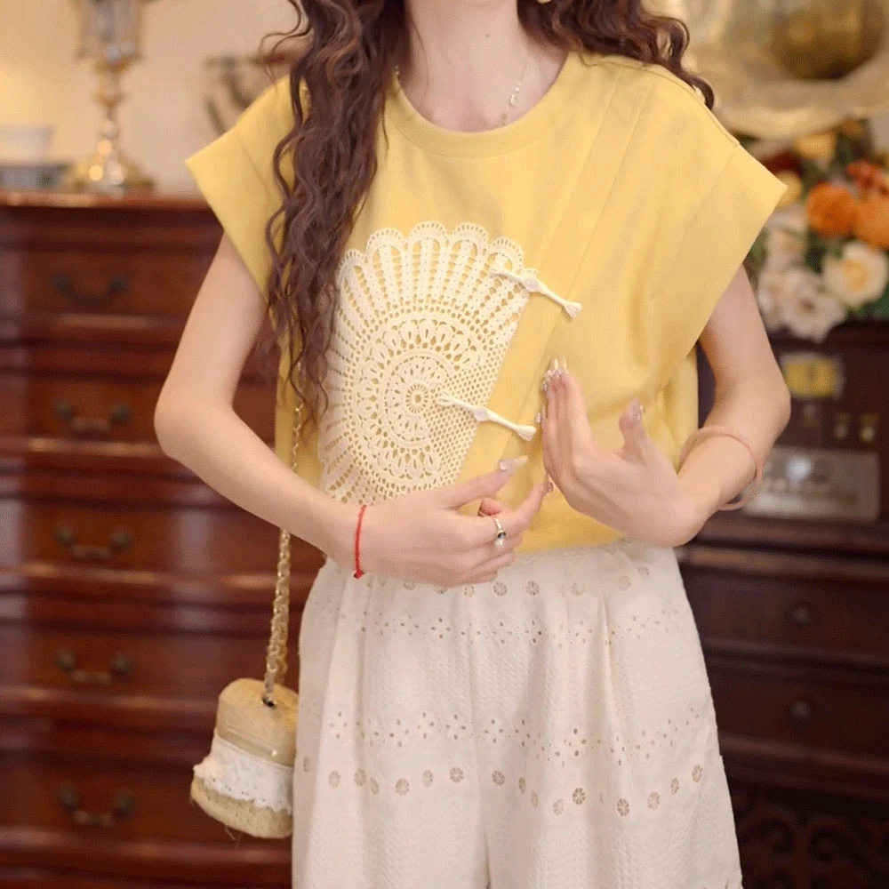 【芒果奶昔】港风复古圆领宽松T恤女夏季显瘦上衣C5272