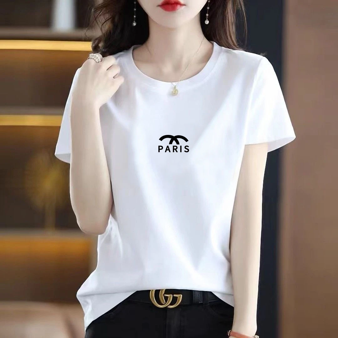 夏季新款短袖t恤女宽松洋气休闲百搭显瘦小个子白色女士t恤短袖女