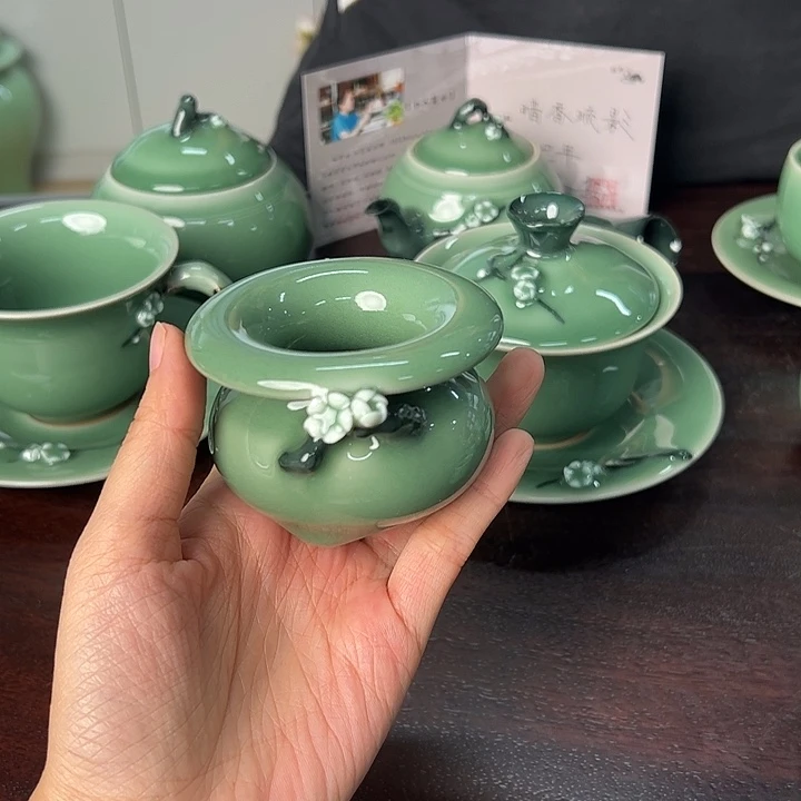 渣***猫龙泉云间青瓷小米茶器