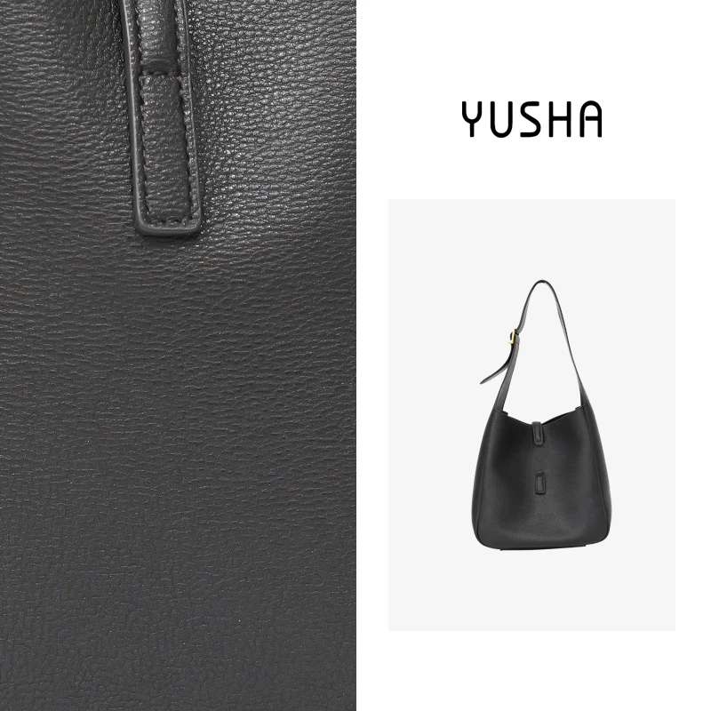 YUSHA/高档中号黑色阿杨HOBO包-3651