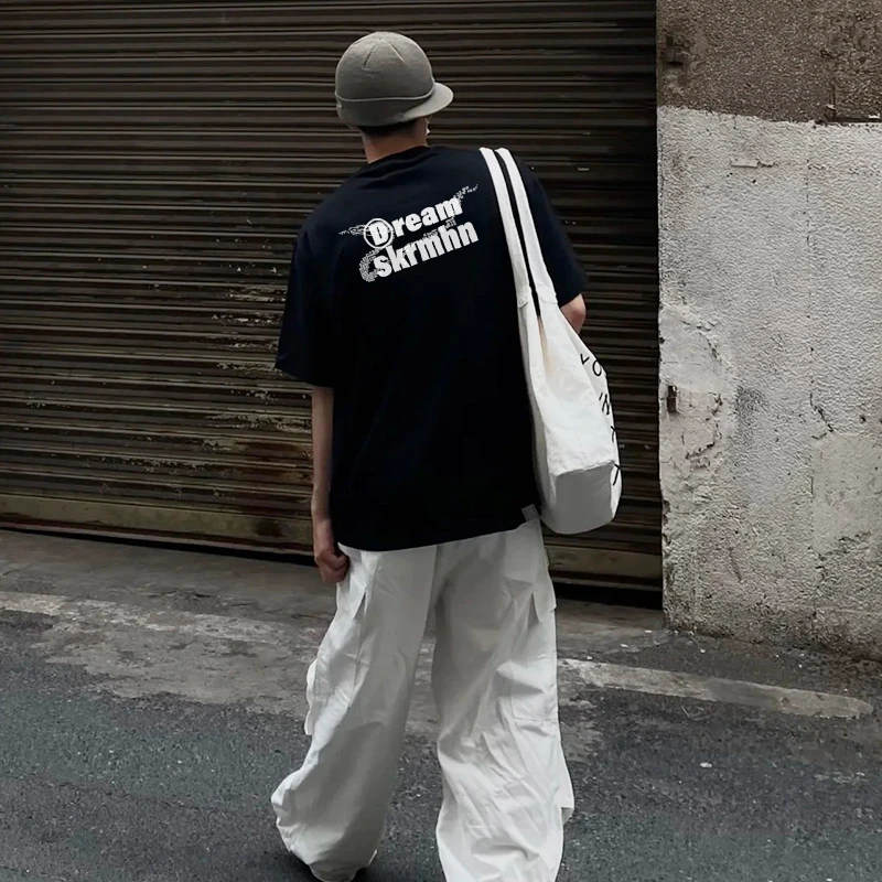 2025蛇纹图案短袖高级感男士t恤重磅纯棉夏季半袖宽松潮牌男上衣