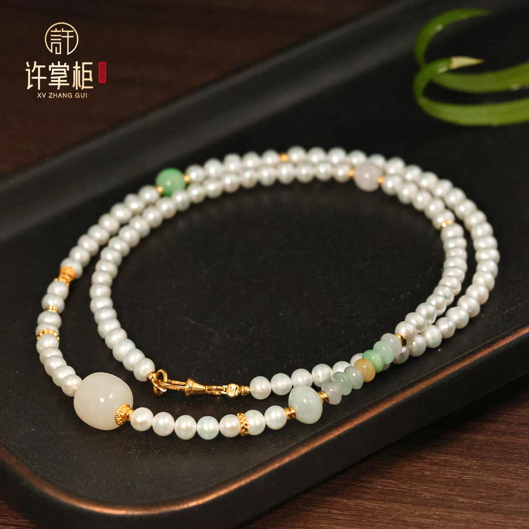 许掌柜｜S925银翡翠小米珠项链天然翡翠A货气质时尚精美简约百搭